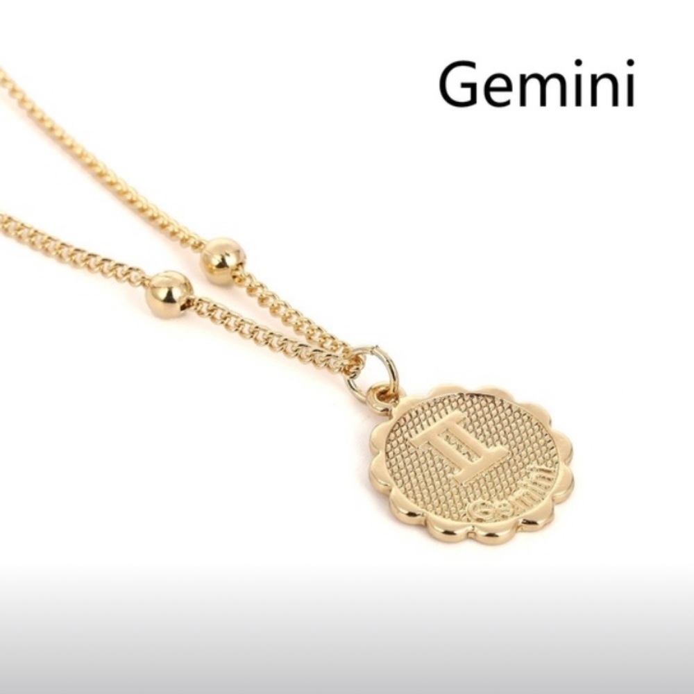 Gemini Gold Stainless Steel Necklace